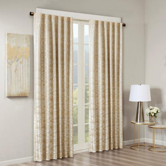 100% Polyester Jacquard Lined Blackout Window Panel - Gold SS40-0005