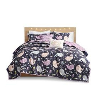 100% Cotton Printed 5Pcs Reversible Coverlet Set - Full/Queen UHK13-0109