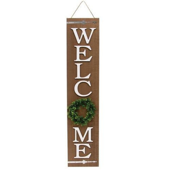 *Welcome Floral Wreath Wooden Porch Sign G90860 By CWI Gifts