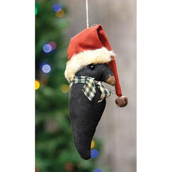 Crow With Santa Hat Ornament