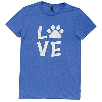 Paw Print Love T-Shirt Heather Blue Xxl GL12XXL By CWI Gifts