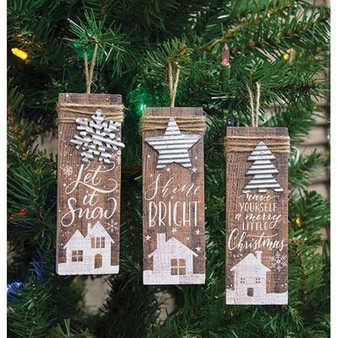 *Farmhouse Christmas Charm Ornament 3 Asstd. (Pack Of 3) GHY02620 By CWI Gifts