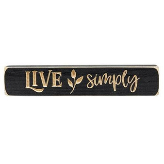 Live Simply Engraved Block Smooth Black