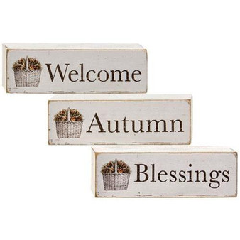 Welcome Autumn Blessing Block 3 Asstd (Pack Of 3).