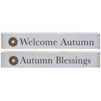 Autumn Blessings Wood Block 2 Asstd. (Pack Of 2)