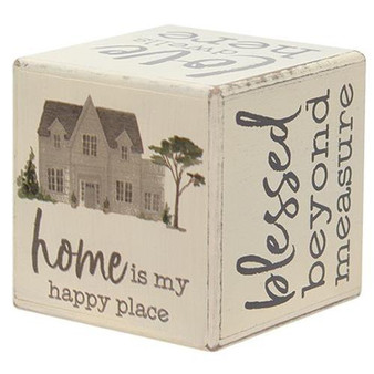Home Is My Happy Place Six-Sided Block G34798 By CWI Gifts