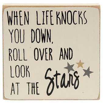 Look At The Stars Stoneware 4" Block 2 Asstd. (Pack Of 2)