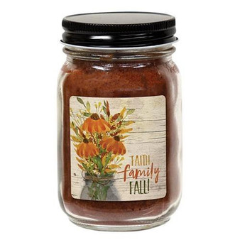 Faith Family Fall Pint Jar Candle Pumpkin Spice G20110 By CWI Gifts