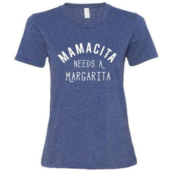 *Mamacita Needs A Margarita T-Shirt Heather Blue Small GL06S By CWI Gifts