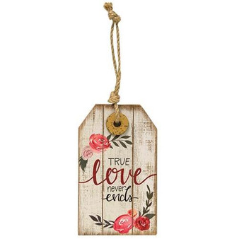 True Love Never Ends Wood Tag Ornament (5 Pack)