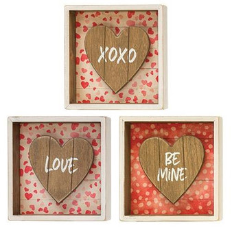 Be Mine Shadow Box Sign 3 Asstd. (Pack Of 3) G90586 By CWI Gifts