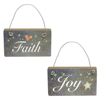 Faith & Joy Ornament Asst. (Pack Of 2)