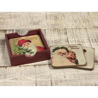 4/Set Vintage Joyful Christmas Coasters G33643 By CWI Gifts