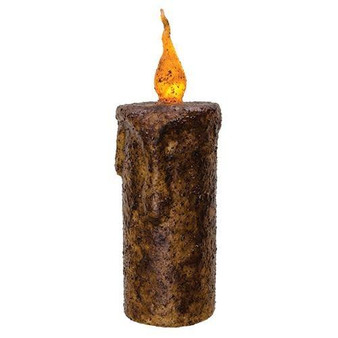 Burnt Mustard Dripped Flicker Flame Timer Pillar 2" X 6.75"
 G84571 By CWI Gifts