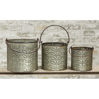 3/Set Punched Tin Buckets