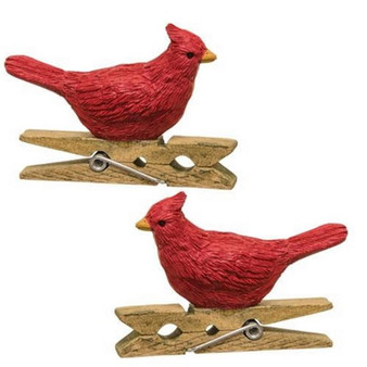 2/Set Resin Cardinal Clips G52022 By CWI Gifts