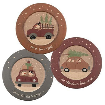 North Pole Or Bust Snowman Plate Assorted. Set Of 3