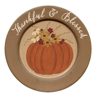 Thankful & Blessed Pumpkin Plate