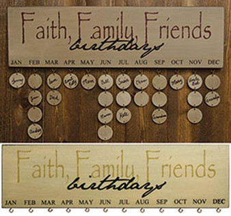 *Faith Family Friends Birthday Calendar - Assorted (Pack Of 2) G32506 By CWI Gifts