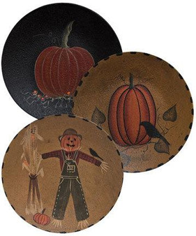 Scarecrow Or Pumpkin Plate 3 Asstd. (Pack Of 3) G31076 By CWI Gifts