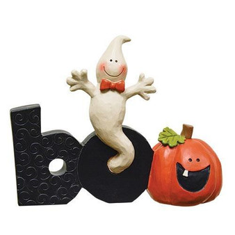 Boo Resin Block W/Ghost & Jack G11350 By CWI Gifts