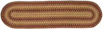 Tan And Red Braided Oval Runner - 13X48