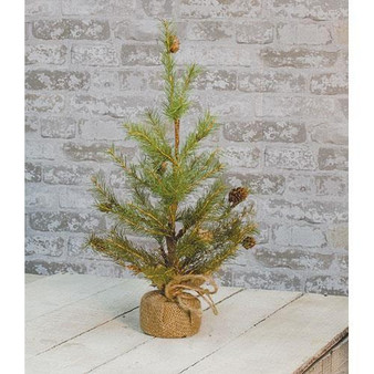 Feather Pinecone Tree With Burlap Base 18"