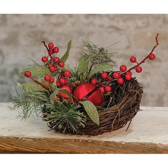 Holiday Brush Pine Bird Nest FISB63088 By CWI Gifts