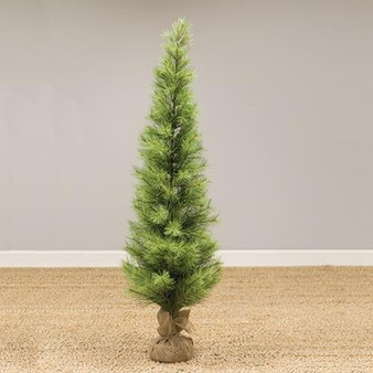 Skinny Pine Tree With Burlap Base, 5Ft