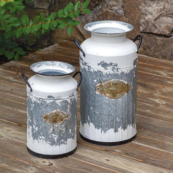 (Set Of 2) Flowers & Garden Milk Cans