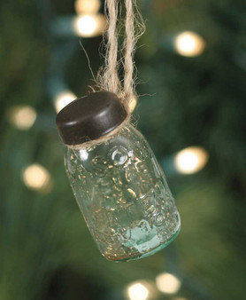Glass Mini Mason Jar Hanging Christmas Ornament (Pack Of 6)