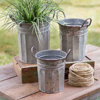 (Set Of 3) Tall Garden Pails With Handles
