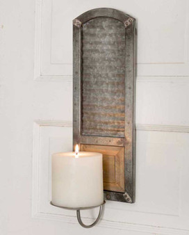 Metal Washboard Pillar Candle Sconce
