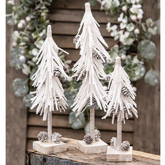 White Glittered Pinecone Tree 10" F15062