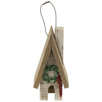 Primitive Town House W/ Wreath Ornament G35137 By CWI Gifts