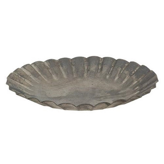 Graywashed Tin Fluted Candle Pan 5.5" G86705B By CWI Gifts