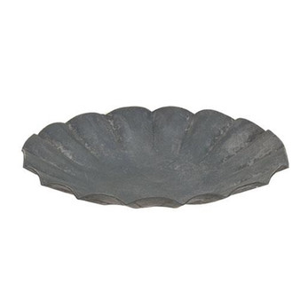Graywashed Tin Fluted Candle Pan 3.5" G86705D By CWI Gifts