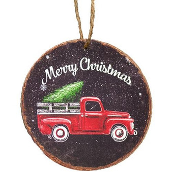 Merry Christmas Truck Round Ornament GNK150 By CWI Gifts