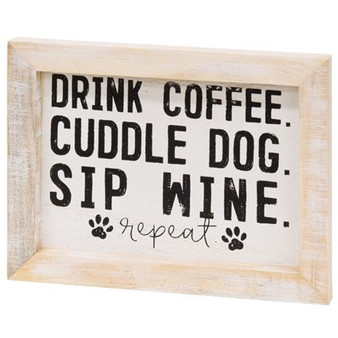 Coffee Dog And Wine Framed Sign G34903
