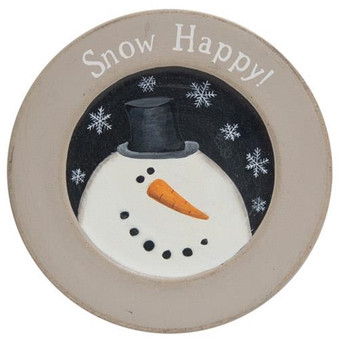 Happy Snowman Rimmed Plate (Pack Of 3) G34913