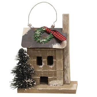 Primitive Town Snowy Cabin Ornament G35140 By CWI Gifts