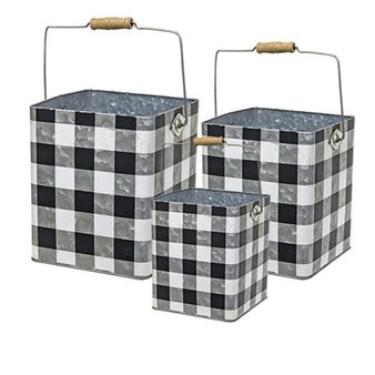 3/Set Black Buffalo Check Buckets GHDY19043