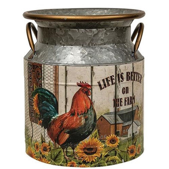 Galvanized Rooster Milk Can GMAF07698