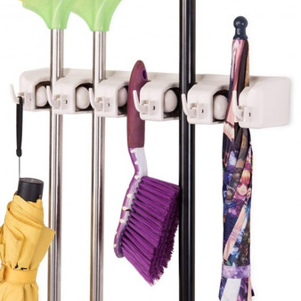Abs Wall-Mounted Mop Holder Hanger With 5 Positions (Cl10945)
