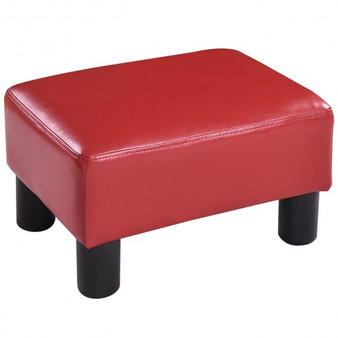 Red Small Pu Leather Rectangular Seat Ottoman Footstool- (Hw56300Re)