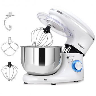 White 6 Speed 6.3 Qt Tilt-Head Stainless Steel Electric Food Stand Mixer- (Ep23693Wh)