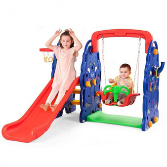 Hdpe 3 In 1 Junior Children Climber Slide Swing Seat Basketball Hoop (Ty325113+)