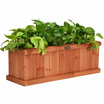 Brown 2' X 4" Wooden Decorative Planter Box For Garden Yard And Window (Gt3431)