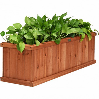 Brown 3' X 3" Wooden Decorative Planter Box For Garden Yard And Window (Gt3432)