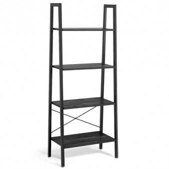 Silver 4-Tier Ladder Shelf Bookcase Bookshelf Display Rack Plant Stand- (Hw61498Sl)